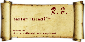Radler Hilmár névjegykártya